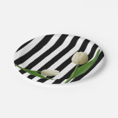 Papieren Borden, zwart & wit streep tulp bloemig Papieren Bordje (Gekanteld)
