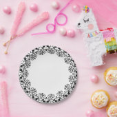 Papieren Borden, Zwarte Floral Bordje (Feest)