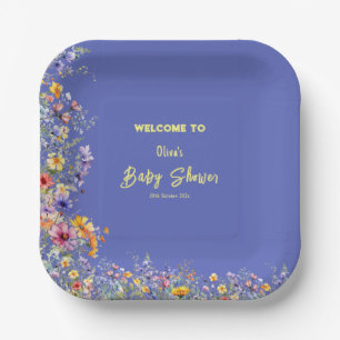 Papieren bordje voor Wildflowers baby shower