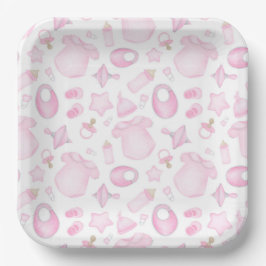 Papieren bordjes Baby Meisje, Baby Shower Nieuwgeb