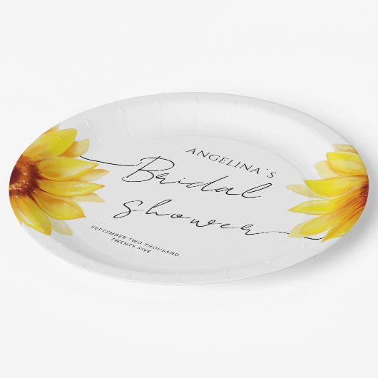 Papieren bordjes Bruiloft Sunflower (Gekanteld)