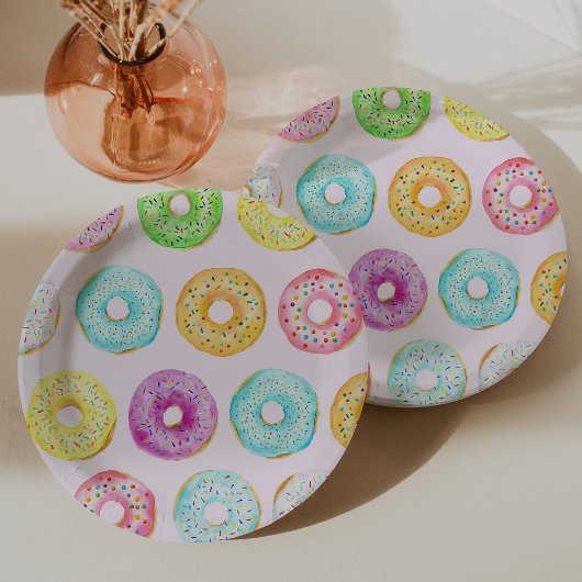 Papieren bordjes Donut Feestje