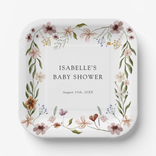 Papieren bordjes Little Wildflower verjaardag of f (Voorkant)