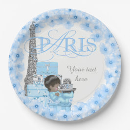 Papieren bordjes Paris Baby Shower Etnische jongen