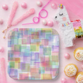 Papieren bordjes vierkant gekleurd assorti (Feest)