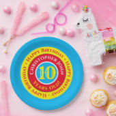 Papieren bordjes voor 10e verjaardagsfeestje (Feest)