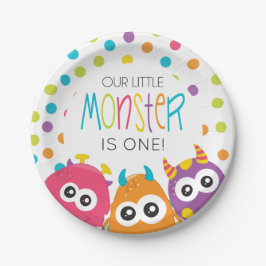 Papieren bordjes voor Little Monster verjaardagsfe
