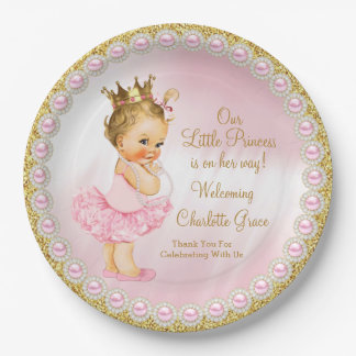Papieren bordjes voor prinses baby shower