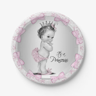 Papieren bordjes voor prinses baby shower in vinta
