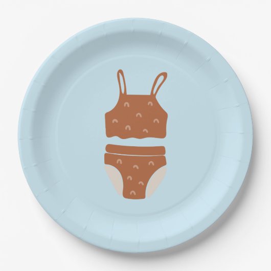 Papieren bordjes zwembadfeestje (Voorkant)