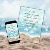 Papieren boten op Zee Beach bruiloft uitnodiging