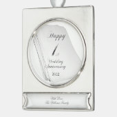 Papieren bruiloft gelukkig Jubileum voor eerste br Verzilverd Banner Ornament (Links)