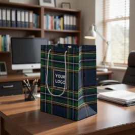 Papieren cadeautas met eigen logo tartan bedrukkin