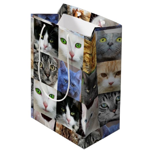 Papieren cadeautas met kattenprint (Achterkant Gekanteld)
