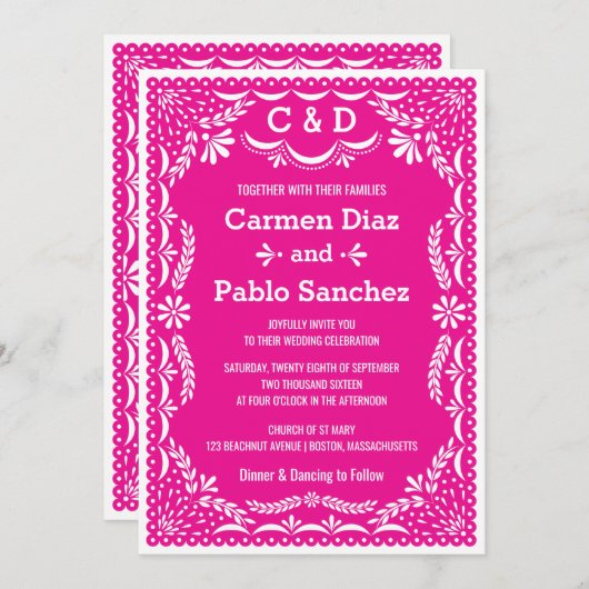 Papieren cado Colorful Mexican Wedding Invitation Kaart (Voorkant / Achterkant)