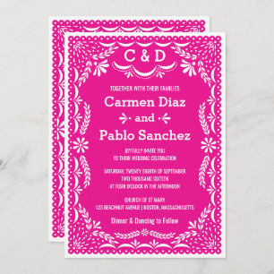 Papieren cado Colorful Mexican Wedding Invitation Kaart
