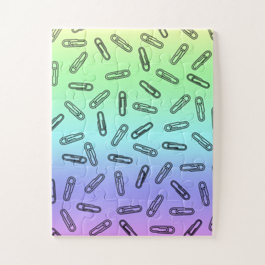 Papieren clips boven regenboog legpuzzel (Verticaal)