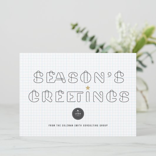 Papieren clips Groeten Blauw Net Business van het  Feestdagenkaart (Staand voorkant)
