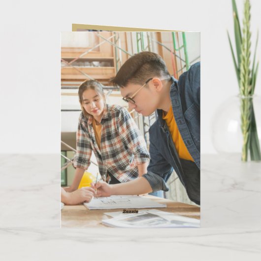 Papieren clips Groetings Blue Grids Business van h Feestdagen Kaart (Achterkant)