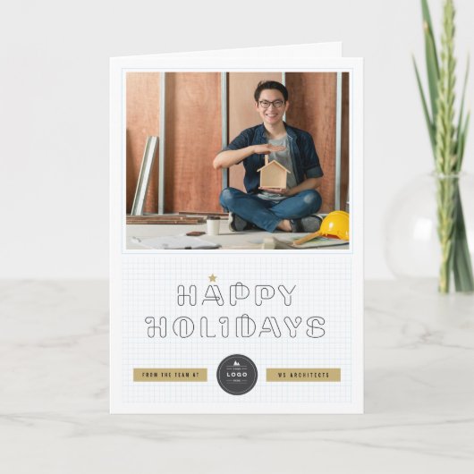 Papieren clips Prettige feestdagen Blue Grids Busi (Voorkant)