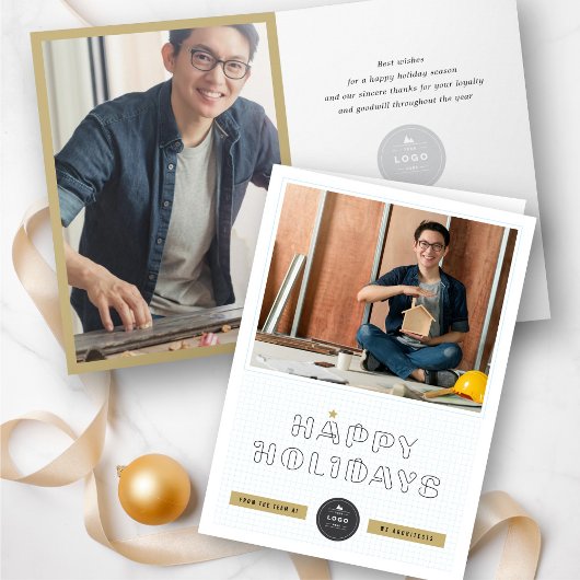 Papieren clips Prettige feestdagen Blue Grids Busi