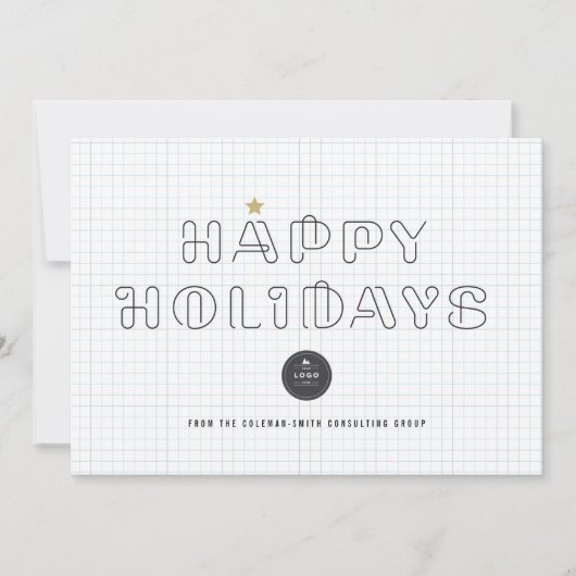 Papieren clips Prettige feestdagen Blue Grids Busi Feestdagenkaart (Voorkant)