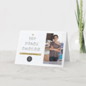 Papieren clips voor vreugde blauw raster feestdagen kaart (Voorkant)