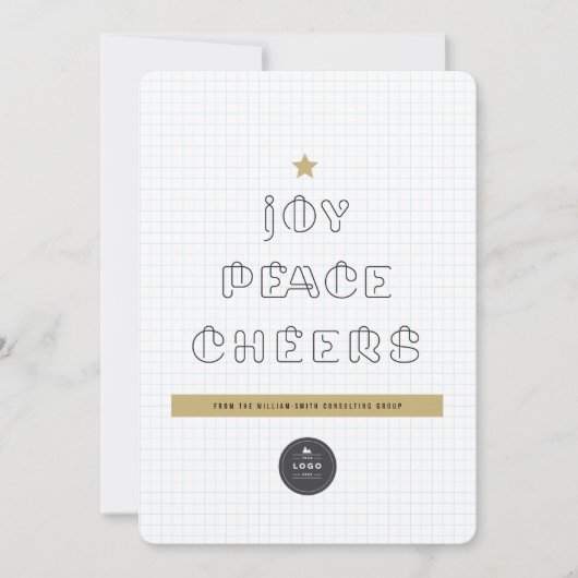 Papieren clips voor vreugde blauw raster feestdagenkaart (Voorkant)