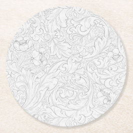 PAPIEREN COASTER : WILLIAM MORRIS : BLOEMEN ONTWER RONDE KARTONNEN ONDERZETTER