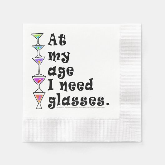 PAPIEREN COCKTAIL NAPKINS - Op mijn leeftijd heb i Servetten (Voorkant)