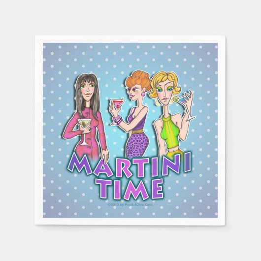 PAPIEREN COCKTAIL SERVETTEN - 3 MARTINI DIVAS (Voorkant)