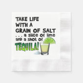 PAPIEREN COCKTAIL SERVETTEN - LEVEN, LIMOEN, ZOUT, (Voorkant)