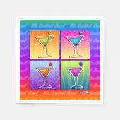 PAPIEREN COCKTAIL SERVETTEN - POP ART MARTINI BRIL (Voorkant)