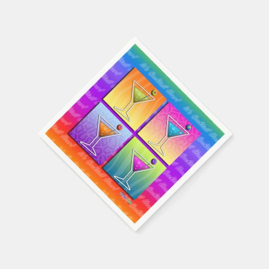 PAPIEREN COCKTAIL SERVETTEN - POP ART MARTINI BRIL (Hoek)