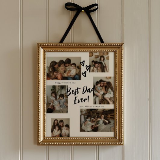 Papieren Collage met Dad Script Typografie 6 Foto' Poster