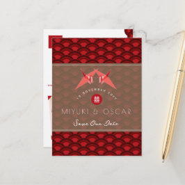 Papieren cranes Scallop Pattern Weddenschap Save t Aankondigingskaart