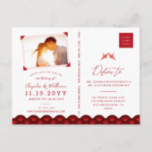 Papieren cranes Scallop Pattern Weddenschap Save t Aankondigingskaart (Achterkant)