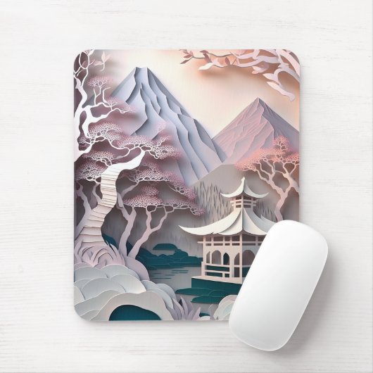 Papieren Cutout Pavilion Landscape Mousepad Muismat (Met muis)