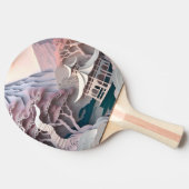 Papieren Cutout Pavilion Landscape Ping Pong Paddl Tafeltennisbatje (Zijkant)