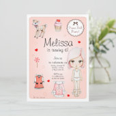 Papieren Doll Birthday-uitnodiging Kaart (Staand voorkant)