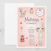 Papieren Doll Birthday-uitnodiging Kaart (Voorkant / Achterkant)