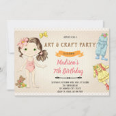 Papieren Doll Tea verjaardagsuitnodiging Kaart (Voorkant)