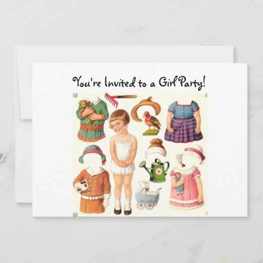 Papieren Doll-uitnodigingen Kaart (Voorkant)