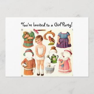 Papieren Doll-uitnodigingen Kaart