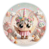 Papieren eenhoorn (Schattigee origami) Keramische Knop (Voorkant)