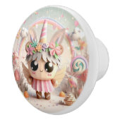 Papieren eenhoorn (Schattigee origami) Keramische Knop (Rechts)