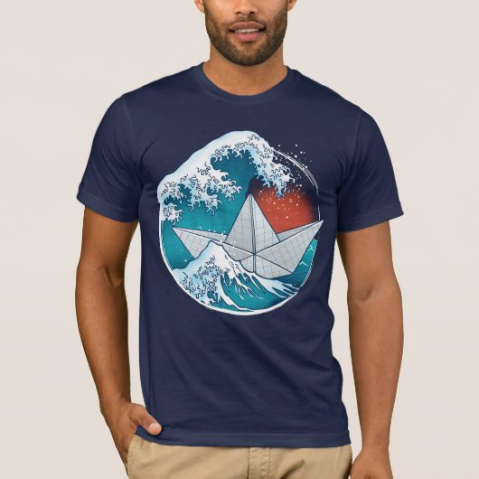 Papieren en golven t-shirt (Voorkant)