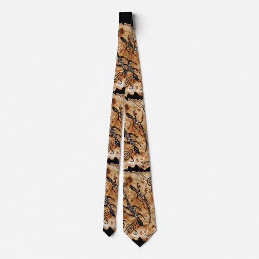 Papieren hagedissen Aboriginal Stropdas (Achterkant)