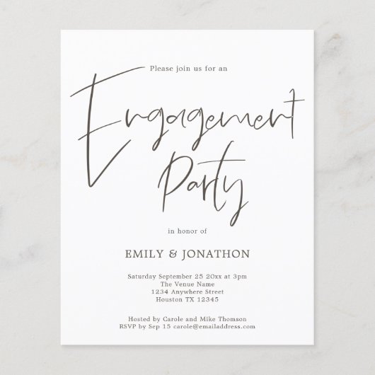 PAPIEREN Handgeschreven Script Engagement Party Ui Flyer (Voorkant)
