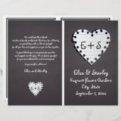 Papieren hart op het karton gevouwen trouwprogramm (Voorkant / Achterkant)